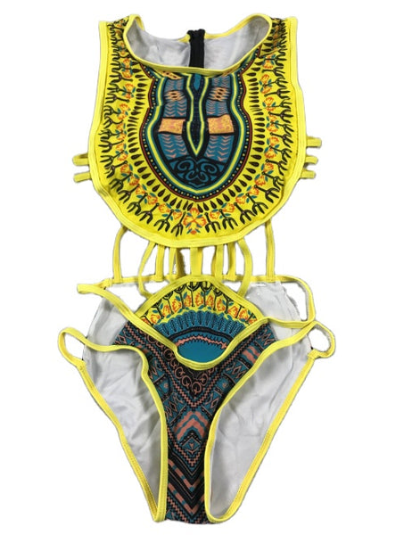 Vintage African Print One Piece Swimsuit