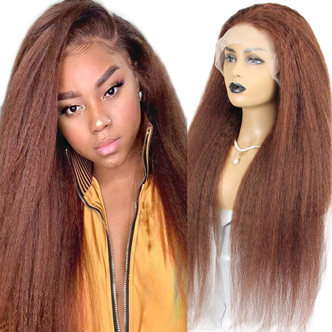 Brown Kinky Straight Lace Front Wig