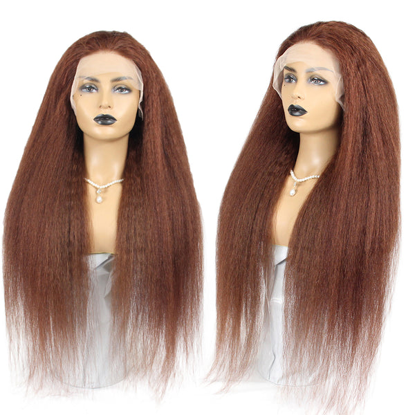 Brown Kinky Straight Lace Front Wig