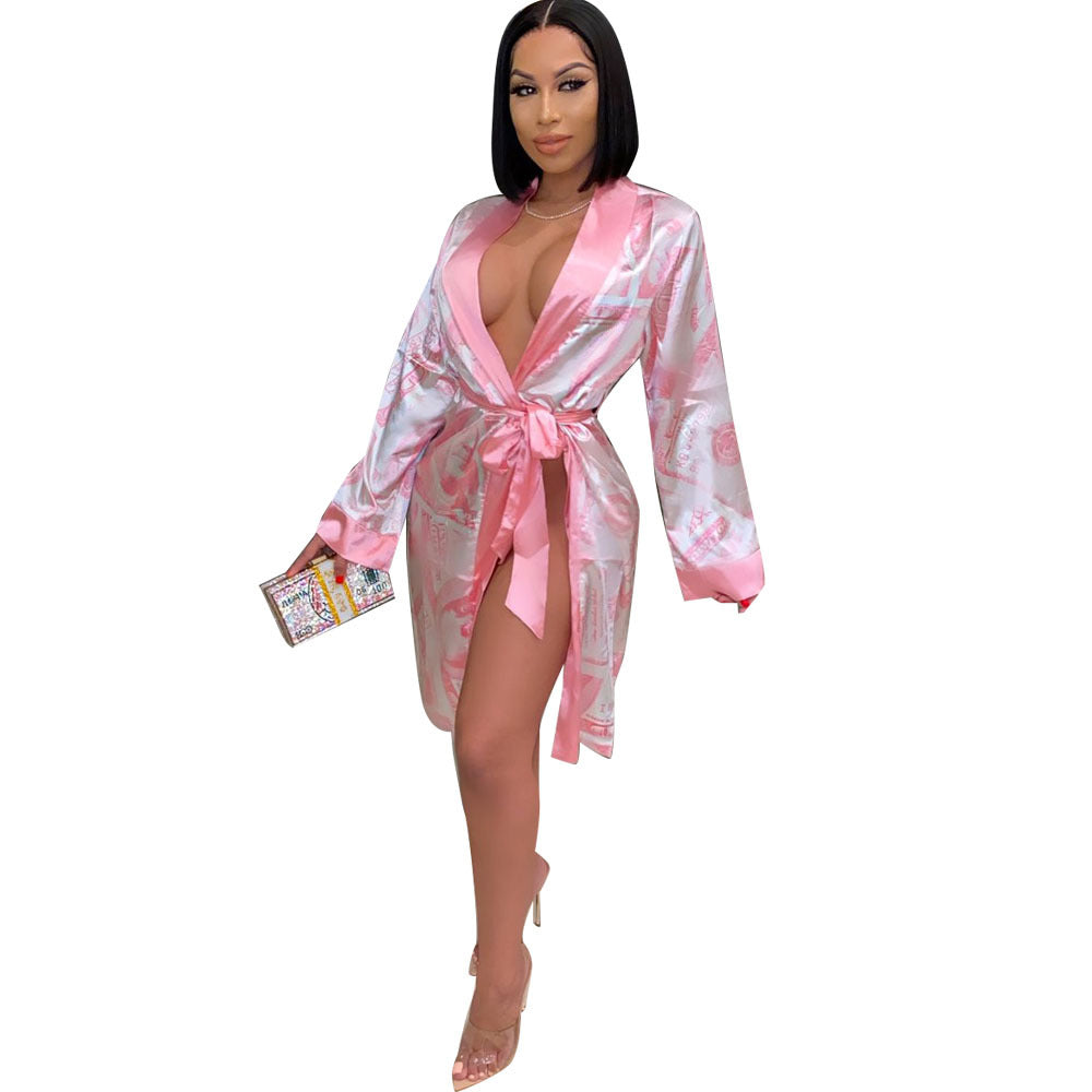 Big Bank Satin  Kimono Robe
