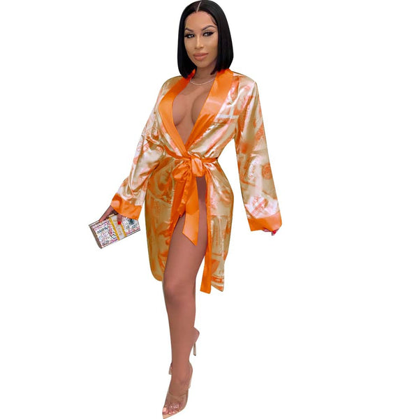 Big Bank Satin  Kimono Robe