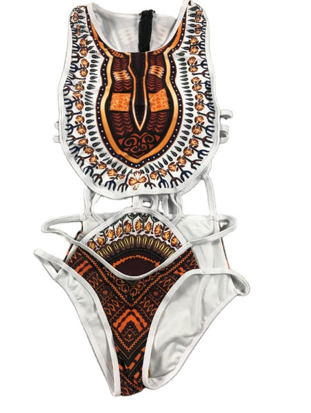 Vintage African Print One Piece Swimsuit
